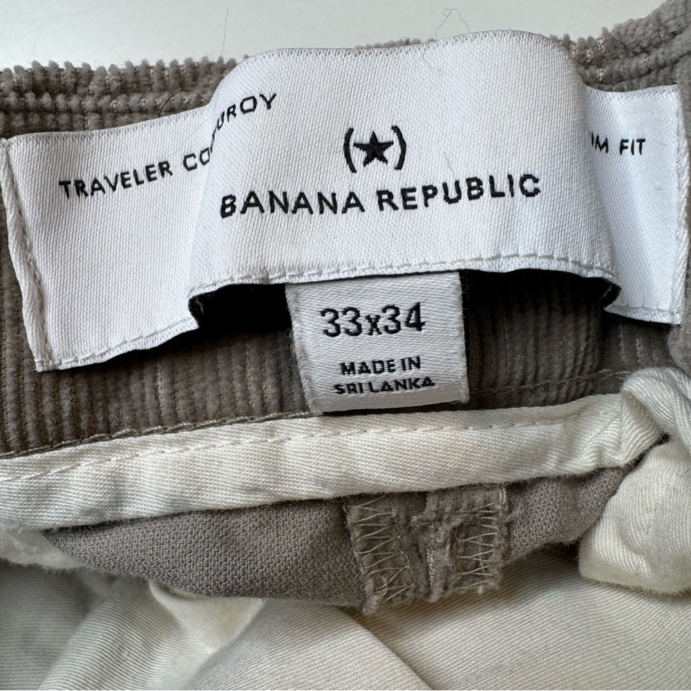 Banana Republic Traveler Corduroy Pants Men’s Light Gray Slim Fit 33/34 - Picture 9 of 9